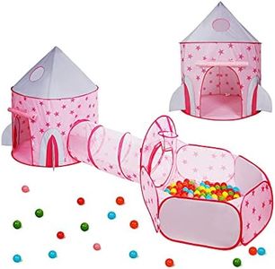 MEERO LONDON Indoor/Outdoor Children's Playhouse, 3 in 1 Foldable Tent with Crawl Tunnel Play House Ball Pit with Zipper Storage Bag