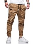 Men's Outdoor Jogging Casual Pants Slim Joggers Workout Pants for Running Sweatpants Hiking, Khaki, Large