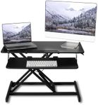 ERGOMAKER Height Adjustable Standing Desk Converter - 81cm (32 Inch) Wide Platform Tabletop Workstation - Quick Sit to Stand Desk Riser for Dual Monitors Black