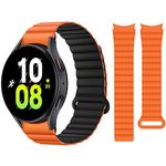 HITZEE Compatible with Samsung Galaxy Watch 7/FE/6 Band 40mm 44mm/Watch 6 Classic 43mm 47mm/Watch 5/Watch 4, 20mm Silicone Magnetic Sport Strap Bracelet for Galaxy Watch 5 Pro/4 Classic, Orange Black