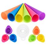 GOLDGE Ice Pop Mould Silicone Popsicle Mold Ice Lolly Molds with Leak Proof Lids, Silicone Folding Funnel, Food Grade, BPA Free, Flexible, Reusable, Dishwasher Safe, Colorful, Pack of 7