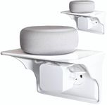 Power Perch Horizontal Wall Outlet Shelf – Bathroom Shelving for Electric Toothbrush & Organization – Useful as Alexa Dot Holder, Small Wall Shelf Apple Homepod Mini Wall Mount – White, 2-Pack