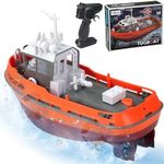 FRCar 686 Remote Control Boat 1/72 Scale Electric RC Tugboat Boat, Remote Control Boat Ship for Pool and Lake, RC Speed Boats Water Toys for Adults, Tugboat Model (Red)