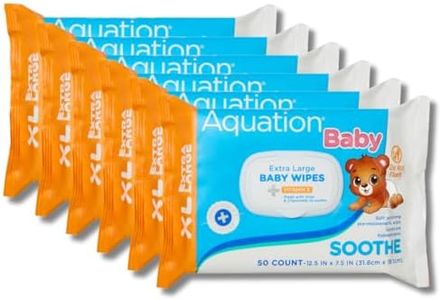 Aquation Baby XL Soothe Wipes – Extra Large 12.5x7.5” Gentle Baby Wipes with Aloe, Chamomile & Vitamin E – Hypoallergenic, Alcohol-Free, Dermatologist Tested, Gentle Care (50 CT, 6 Pack, 300 Total)