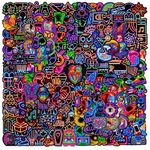 200Pcs Neon Mixed Stickers, Graffiti Stickers Waterproof Vinyl Stickers Water Bottle Laptop Hydroflask Skateboard Phone Stickers, Aesthetic Sticker Pack for Adults Girls Kids Teens