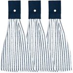 IMPRESA 3 Pack Kitchen Towels with Hanging Loop for Convenient Access -Extra Absorbent - Snap Button Kitchen Towel Hangs Anywhere - Versatile Hand Towels with Hanging Loops-Cotton Hanging Dish Towels