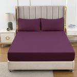 Soifox King Size Fitted Sheet Purple - Bed Sheets with Extra Deep Pocket 16 inch (40 cm), Soft Microfiber Bottom Sheet for Kingsize Bed, 150x200cm