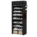 St@llion 10 Tiers Portable Shoe Storage Rack | Shoe Cabinet Organizer Shoe Rack Stand with Dustproof Cover Hold 30 Pairs of Shoes- 153 x 58 x 29 cm (Black)