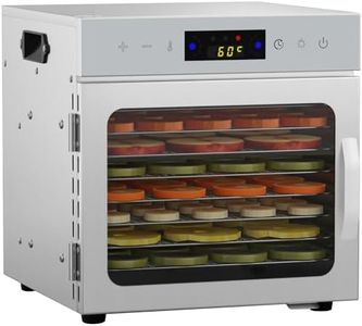 8Tray Stainless Steel Food Dehydrator,LED Touch Control Design,Adjustable Digital Temperature 30-90°C and 24 Hour Timer,Fruit Dryer Machine for Fruit, Veg, Meat & More