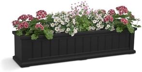 Mayne Cape Cod 4ft Window Box - Black - 48in L x 11in W x 10.8in H - Polyethylene - Built-in Water Reservoir (4841-B)