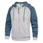 Mens Hoodies Zip Up Hoodie Patchwork Long Sleeve Fleece Jacket Work Hoodies Winter Warm Hooded Top With Pockets Greyblue L