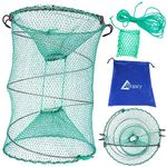 Drasry Fishing Bait Trap for Crawfish Shrimp Net Portable Accessories 16in x 12in (30cm x 40cm) 0.28 Inch Mesh Collapsible Fish Trap (1pcs)