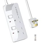 PIBEEX Extension Lead 2 Way Plug Sockets with Individual Switches Wall Mountable Power Strip with 5 Meter Long Extension Cable 13A Fused UK Plug 3250W 9