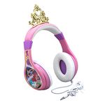 Disney Kids Headphones for Kids Princess Adjustable Stereo Tangle-Free 3.5mm Jack Wired Cord Over Ear Headset for Children Parental Volume Control Kid Friendly Safe Perfect for School Home Travel