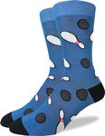 Good Luck Sock Men's Bowling Socks, Blue, Big & Tall