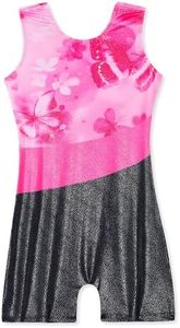 Domusgo Girls Leotards for Gymnastics Size 6-7 Years Black Pink Biketards