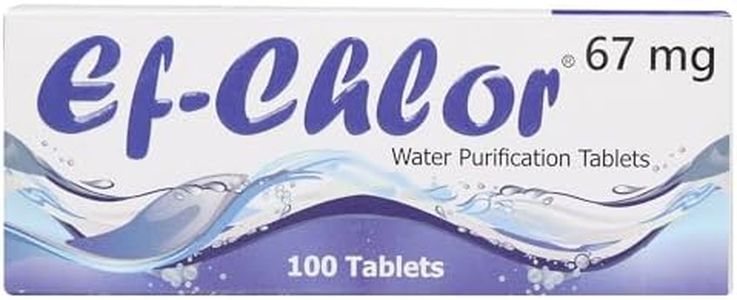 Ef-Chlor 67 mg Water Purification Tablets - Pack of 100 Tablets / 1 Tablet Purifies 10 Liters of Water for Clean and Safe Drinking Water