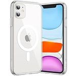 JETech Magnetic Case for iPhone 11 6.1-Inch Compatible with MagSafe Wireless Charging, Shockproof Phone Bumper Cover, Anti-Scratch Clear Back (Clear)