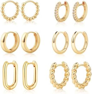 MIDEEO Gold/Silver Chunky Hoop Earrings Set for Women, 14K Gold Plated Twisted Huggie Hoop Earring Hypoallergenic Thick Open Lightweight Chunky Hoop Earrings Jewelry for Gifts