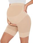MUSIDORA Pregnancy Underwear - Prevent Thigh Chafing Seamless Maternity Shapewear Shorts Pregnancy Belly Support for Postpartum Pregnant Women (Nude S)