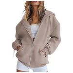 Women's Zip Up Hoodie Long Sleeve Hooded Drawstring Sweatshirts Coat with Pocket Winter Long Hoodie Jacket