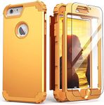 IDweel for iPhone 6S Plus Case with Screen Protector(Tempered Glass),for iPhone 6 Plus Case, 3 in 1 Shockproof Slim Hybrid Heavy Duty Hard PC Cover Soft Silicone Bumper Full Body Case,Sundial Yellow