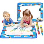 Kidology Water Color Mat 75cm - Doodle Water Drawing Mats 2 in 1 No Mess Coloring Educational Painting Toys for Toddlers Boys Girls Age 3 4 5 6 7 8 Year Old Indoor/Outdoor Play (Blue)