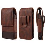 Cell Phone Holster with Belt Clip, Leather Phone Waist Belt Pouch, 6.5" Vertical Leather Smartphone Purse Carrying Phone Pouch Belt Clip Holder Case Pocket Mobile Phone Belt Loop Wallet Handbag Bumbag