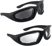 grinderPUNCH Motorcycle Riding Glasses - 2 Pair Smoke & Clear Biker Foam Pad