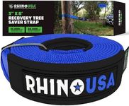Rhino USA Tree Saver Tow Strap (3" x 8') - 31,518lb Break Strength - Emergency Recovery Strap Winch Extension for Truck, UTV, ATV & More - Heavy Duty Straps Compatible with Jeep, Ford, Toyota (Blue)