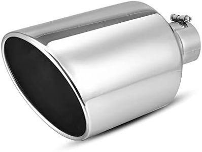 AUTOSAVER88 4 Inch Inlet Exhaust Tip, 4" Inlet 10" Outlet 18" Overall Length Chrome-Plated Finish Stainless Steel Exhaust Tail Tip for 4" Outside Diameter Tailpipe, Rolled Angle Cut, Bolt-On, Polished