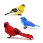 Set of 3 Artificial Birds for Decor