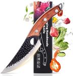 SOHISHI Chef Knife for Kitchen Viking Knives, Vegetable Knife Butcher Knife Black Forged Boning Knives with Sheath Japanese Fillet Meat Cleaver Knives Full Tang Japan Knives