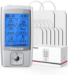 TENKER TENS Unit Muscle Stimulator, 24 Modes TENS EMS Machine for Pain Relief Therapy/Pain Management, Rechargeable Electronic Pulse Massager with 2"x2" and 2"x4" TENS Unit Electrode Pads