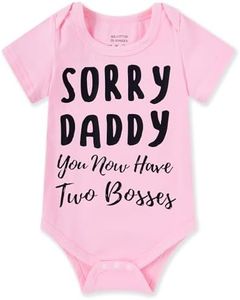Funnycokid Newborn Baby Boys Girls Sorry Daddy You Now Have Two Bosses Bodysuit Pink Short Sleeve Romper Unisex Announcement Shower Gender Neutral Gift Jumpsuit 3-6 Months