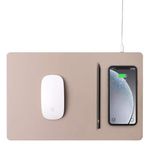 POUT - H3 PRO Qi Wireless Charging Mouse Pad Mat for MacBook, Laptop & Desk - Charges iPhone, Airpods, Samsung Galaxy (Latte Cream)