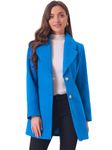 Allegra K Women's Elegant Notched Lapel Button Single Breasted Winter Coat Bright Blue XL