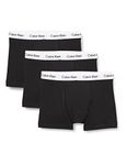 Calvin Klein - Men's Underwear Multipack - Low Rise - Calvin Klein Trunks 3 Pack - Signature Waistband Elastic - Black - Size L