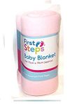 First Steps Pack of 2 Fleece Baby Blankets for Pram, Crib, Moses Basket or Bed 70x70cm