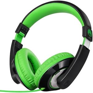 Rockpapa Comfort Kids Headphones, Over Ear Headphones Wired, Childrens Headphones with Adjustable Headband, Foldable, Stereo Sound, Wired Headphones for Kids Girls Teens Adults (Green)