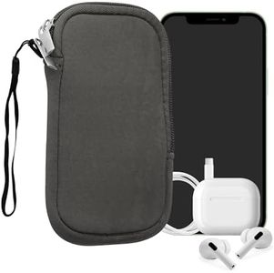 kwmobile Estuche de Neopreno Universal para Smartphone - Funda Protectora con Cremallera para L - 6,5" Polvo de Piedra