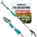 Jardineer Telescopic Long Reach Pruner, 1.8-3m Telescopic Snapper and Extendable Pruner, Leightweight Cut and Hold pruners for Hard-to-Reach Soft Growth