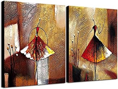 Wieco Art - Ballet Dancers 2 Piece Modern Decorative artwork 100% Hand Painted Contemporary Abstract Oil paintings on Canvas Wall Art Ready to Hang for Home Decoration