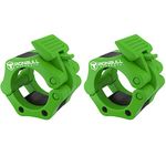 Barbell Collars (Pair) – Locking 2" Olympic Size Weight Clamps - Quick Release Collar Clips – Bar Clamps Great for Weight Lifting, Olympic Lifts and Strength Training (Green)