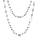 Amberta Women's 925 Sterling Silver Flat Snake Chain: 3 mm 45 cm/18 inch