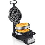 Belgian Waffle Maker with Double Waffle Plate, Yabano Rotating Waffle Iron with Nonstick Plates, Removable Drip Tray and Cool Touch Handles, Gaufrier Belge, Stainless Steel