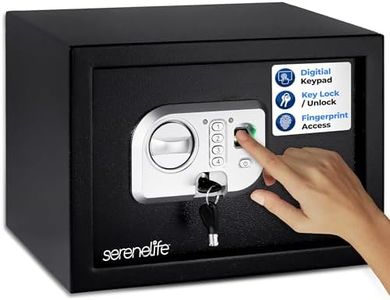 SereneLife Electronic Safe Box | Heavy Duty Money Safe | Digital Touch Pad Lockbox with Code and 2 Keys | Small Safe Box for Home or Office, Secure Cash, Jewelry, Firearms | 13.8’’ x 9.8” Black