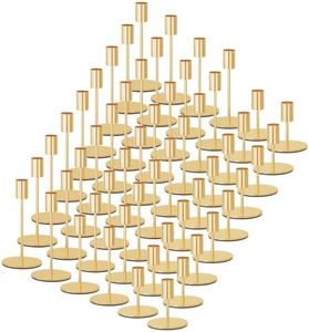 zeochyni Set of 54 French Gold Taper Candle Holder Bulks for Wedding, Party