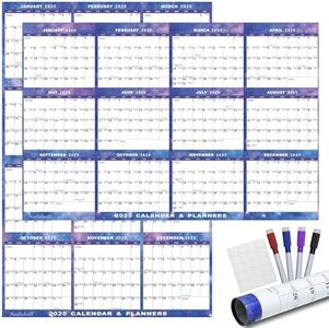 24" x 36" 2025 Wall Calendar Dry Erase - Large Starry Sky Calendar Wet & Dry Erasable Laminated 12 Month Annual Yearly Planner, Reversible, Horizontal/Vertical (2025 Wall Calendar)