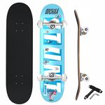 jaspo Try-Out Practice Indian Maple 31 X 8 Inches With Aluminium Truck Double Kick Concave Design For Beginners Suitable For Age Group Upto 13 Years-Made In India (Stunt Master), Multi